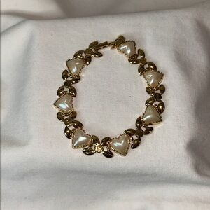Gold and Pearl Heart Bracelet